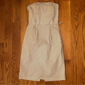 XX3 White Black Stripes Strapless Stretch Cotton Slit Dress Small XS